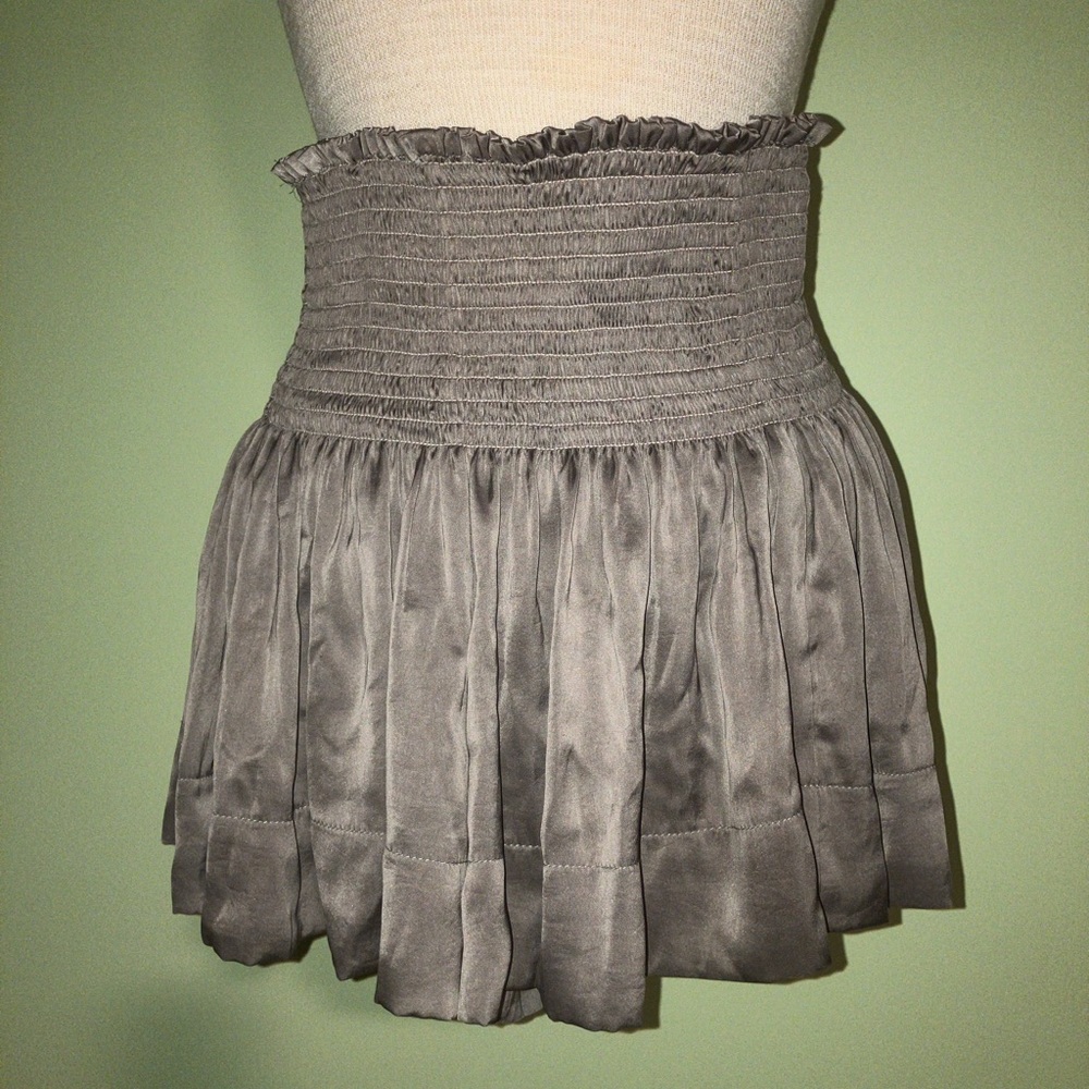 KOCH Erica Erika mini skort skirt high smocked waist sz XS small bronze designer